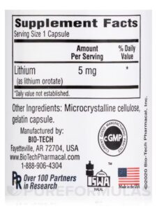 Lith-Oro Lithium Orotate 5mg.